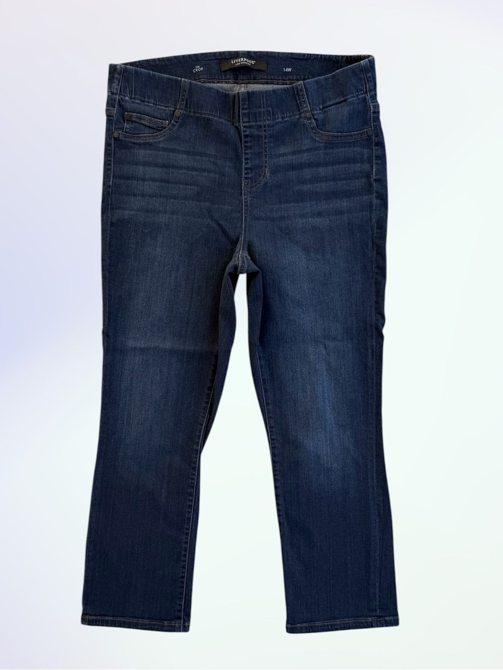 Liverpool Los Angeles The Crop Dark Wash Blue Mid-Rise Jean Jeggings ~ 14/32